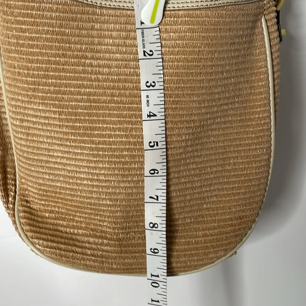 Crew Raffia Cotton Cream Leather Bag W Crossover Strap - Picture 3 of 8